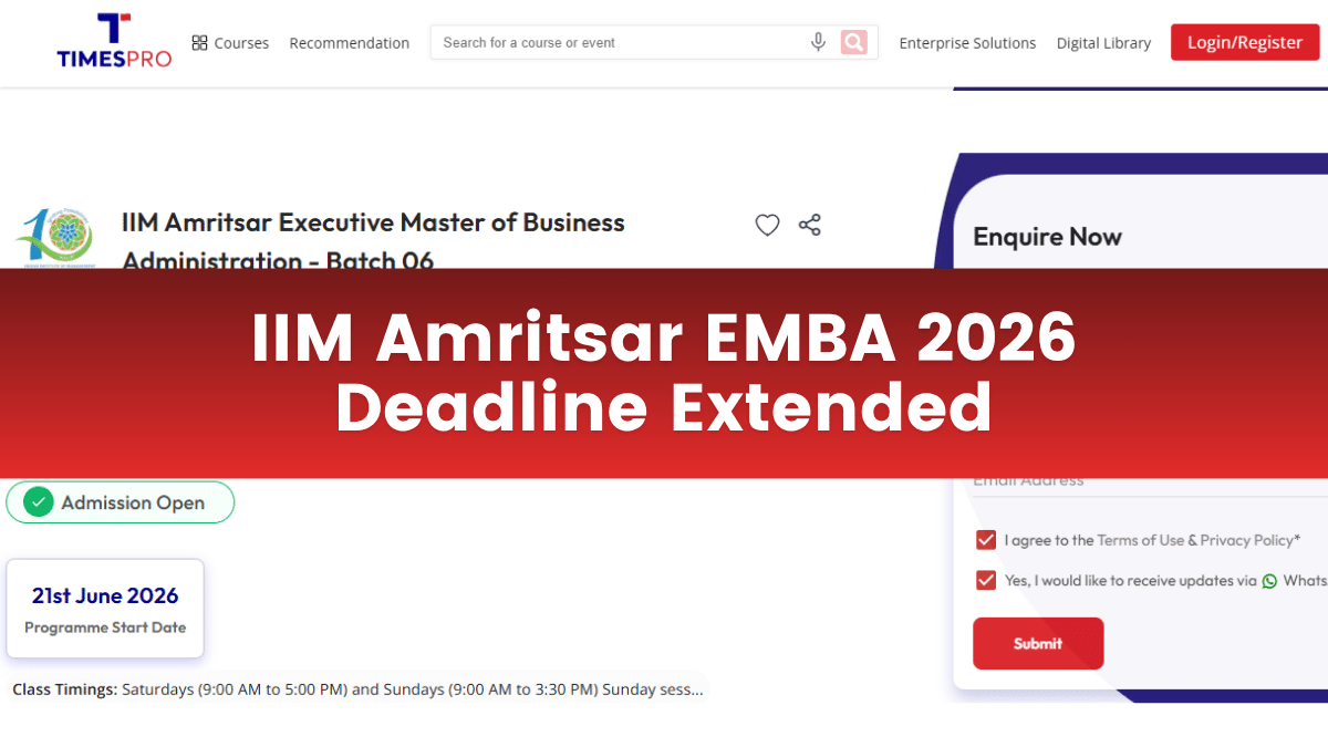 IIM Amritsar EMBA Admission 2026