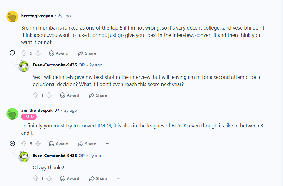 IIM Mumbai Reddit Discussion