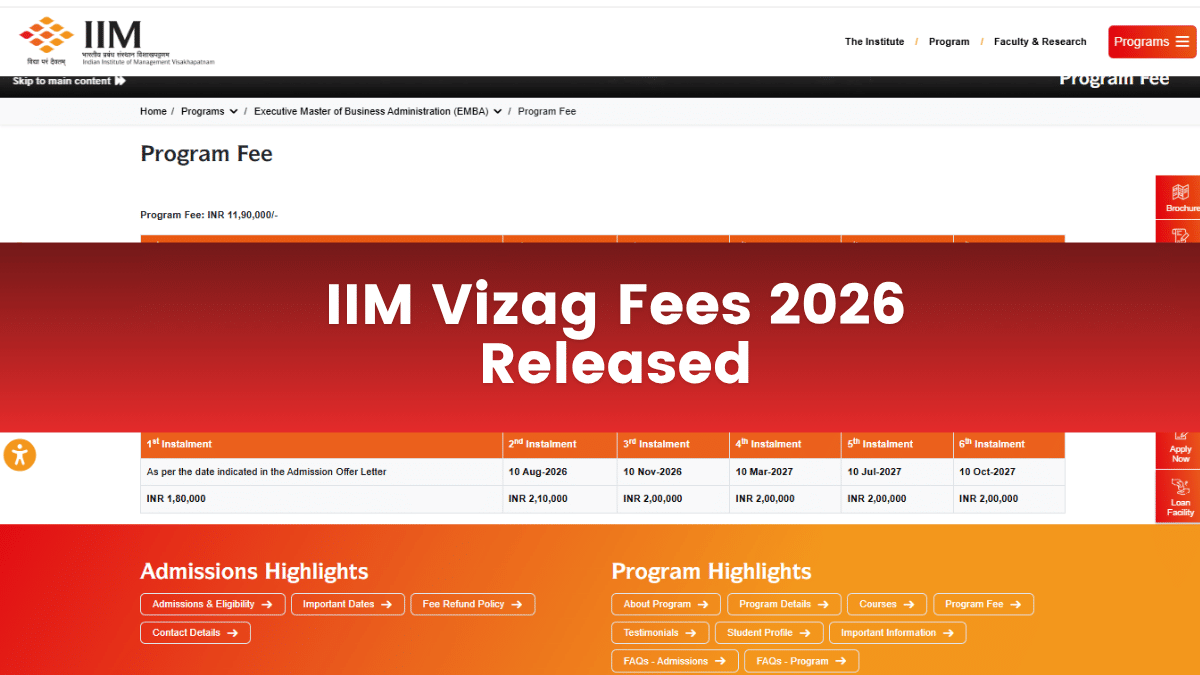 IIM Vizag PGP & EMBA Fee Structure 2026