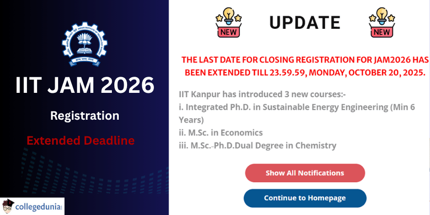 IIT JAM 2026 Registration Deadline Extended to October 20