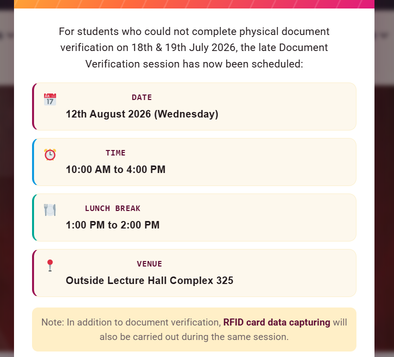 IIT Delhi Announces August 12 as Late Document Verification Date for PG PhD Admission 2026 27