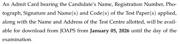 IIT JAM Dates 2026: Admit Card