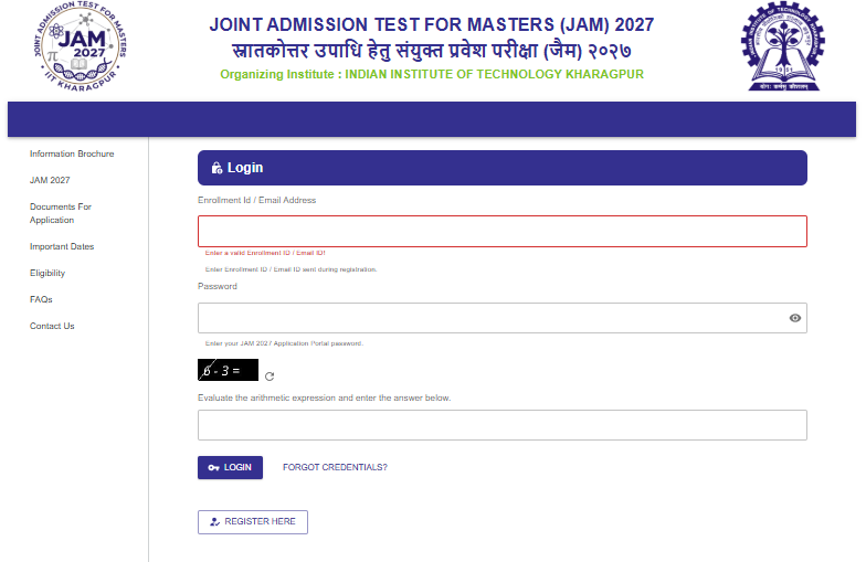 IIT JAM Registration Portal