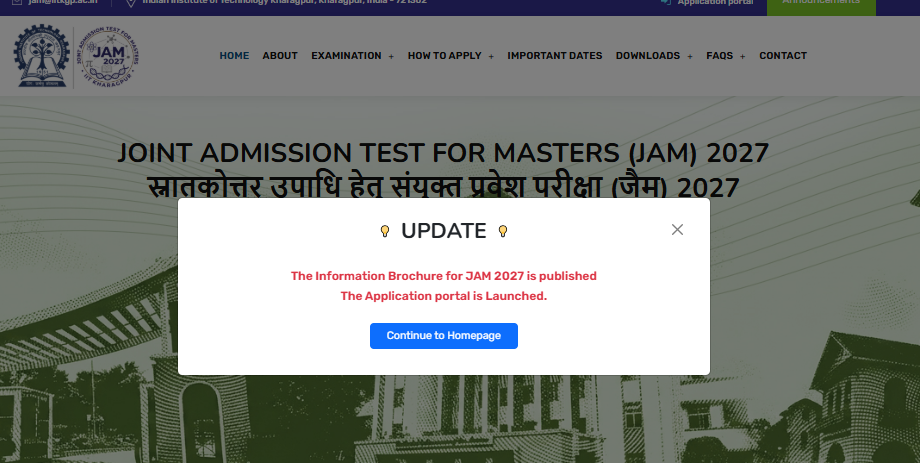 IIT JAM Registration 2027