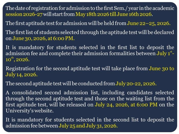 IKSV Aptitude test dates, merit list release dates for 2026-27 academic session admission