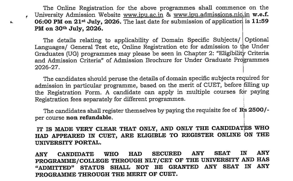 GGSIPU CUET UG Admission 2026