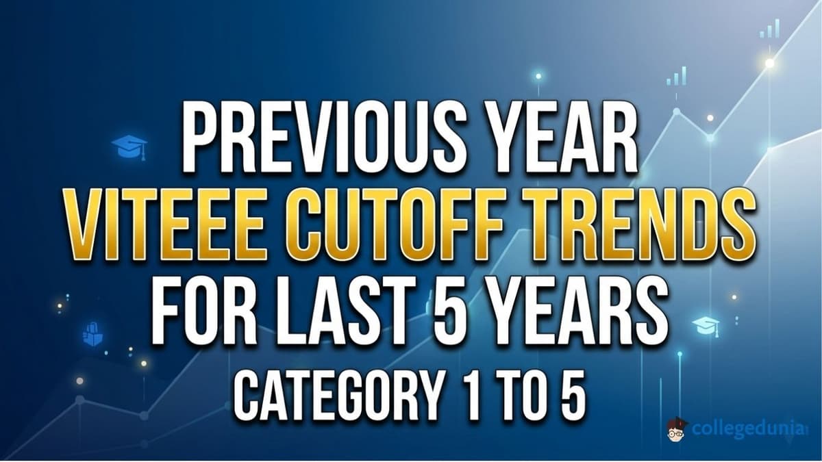 Previous Year VITEEE Cutoff Trends for Last 5 Years Category 1 to 5