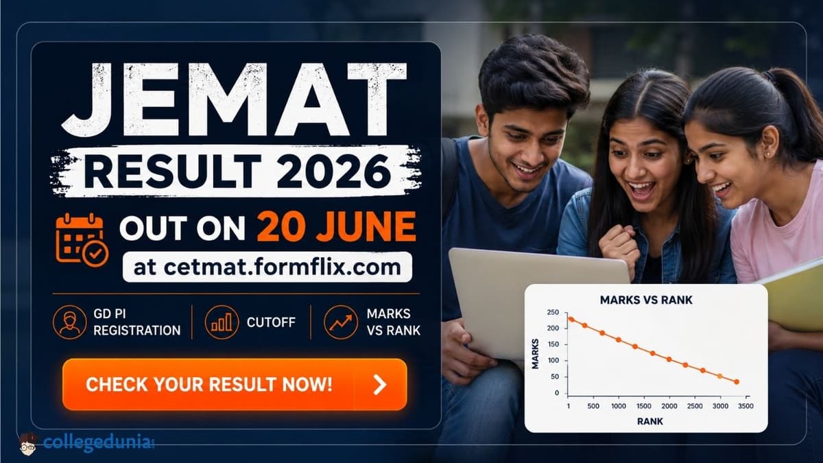 JEMAT Result 2026: Out on 20 June at cetmat.formflix.com, GD PI Registration, Cutoff and Marks vs Rank                                  