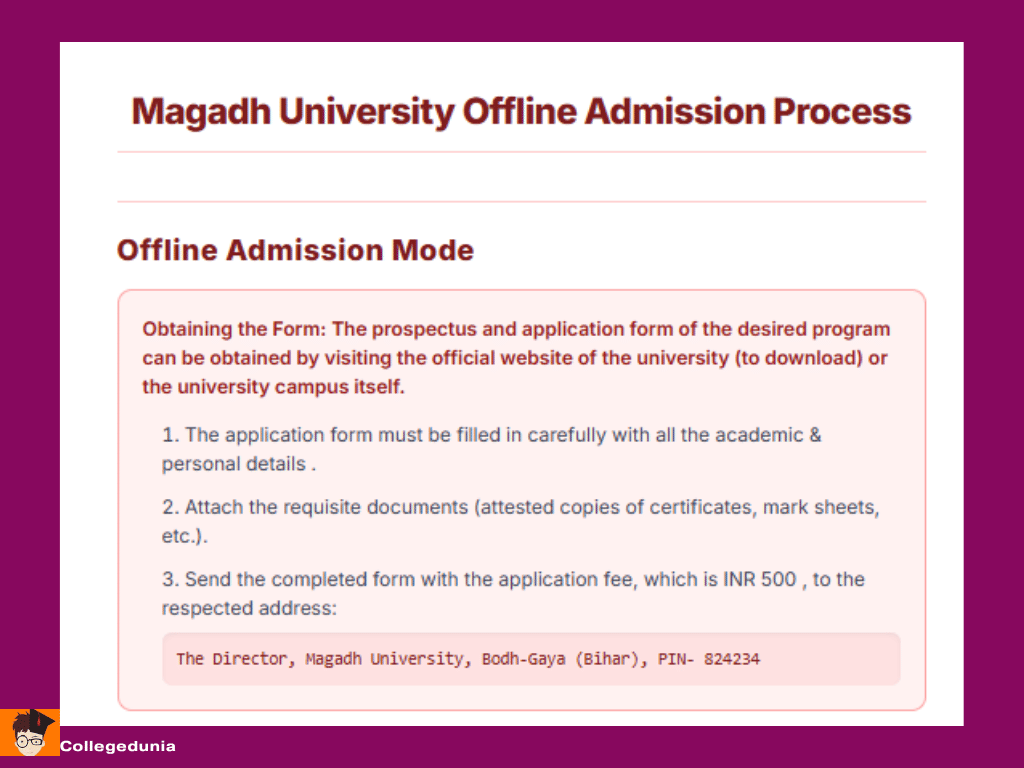 MAGADH UNIVERSITY Admission OFFLINE