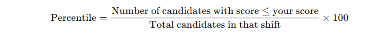 JEE Main Percentile formula