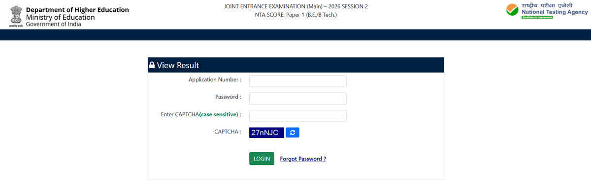 JEE Main Result session 2