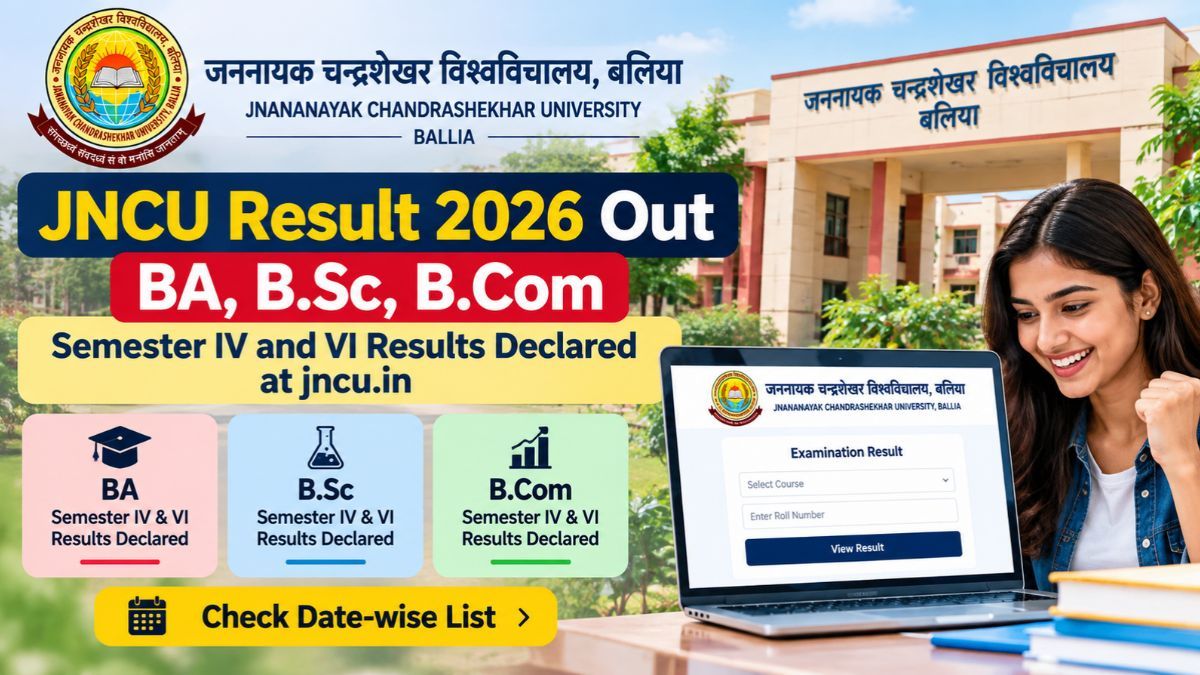 JNCU Result 2026 Out: BA, B.Sc, B.Com Semester IV and VI Results Declared at jncu.in, Check Date-wise List