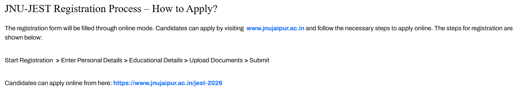 How to apply for JNU JEST?