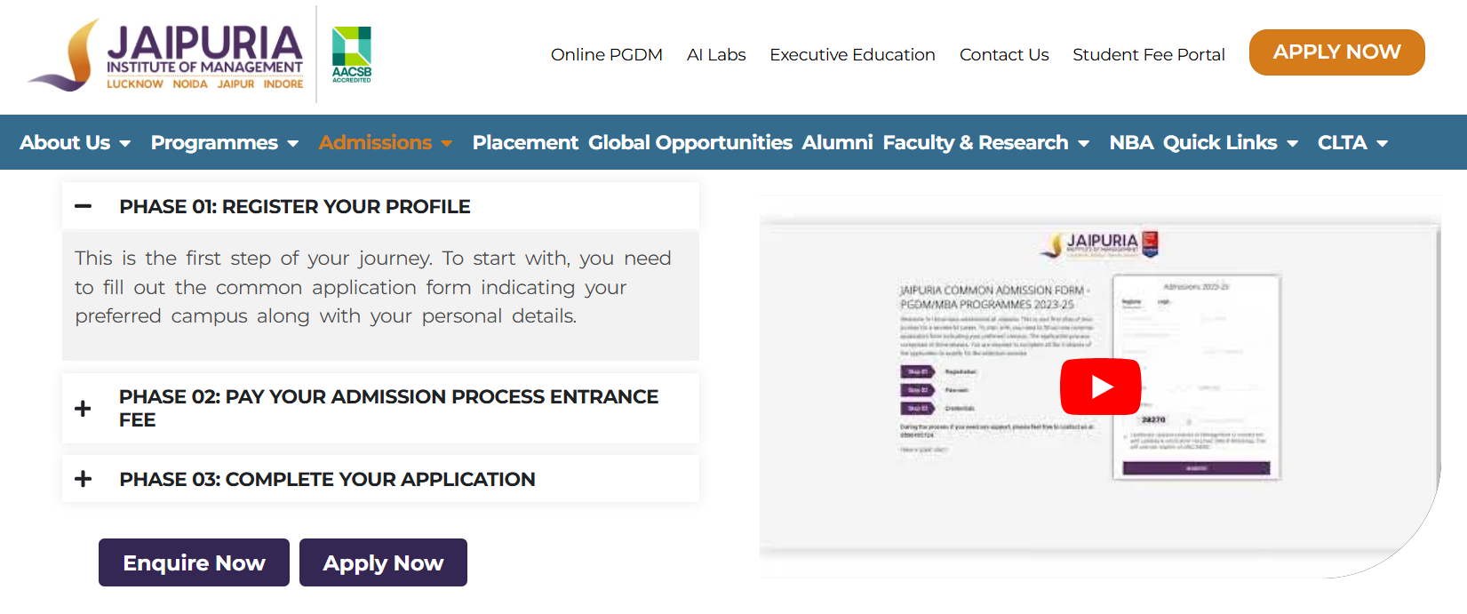 Jaipuria PGDM 2027-29 Admissions Key Details