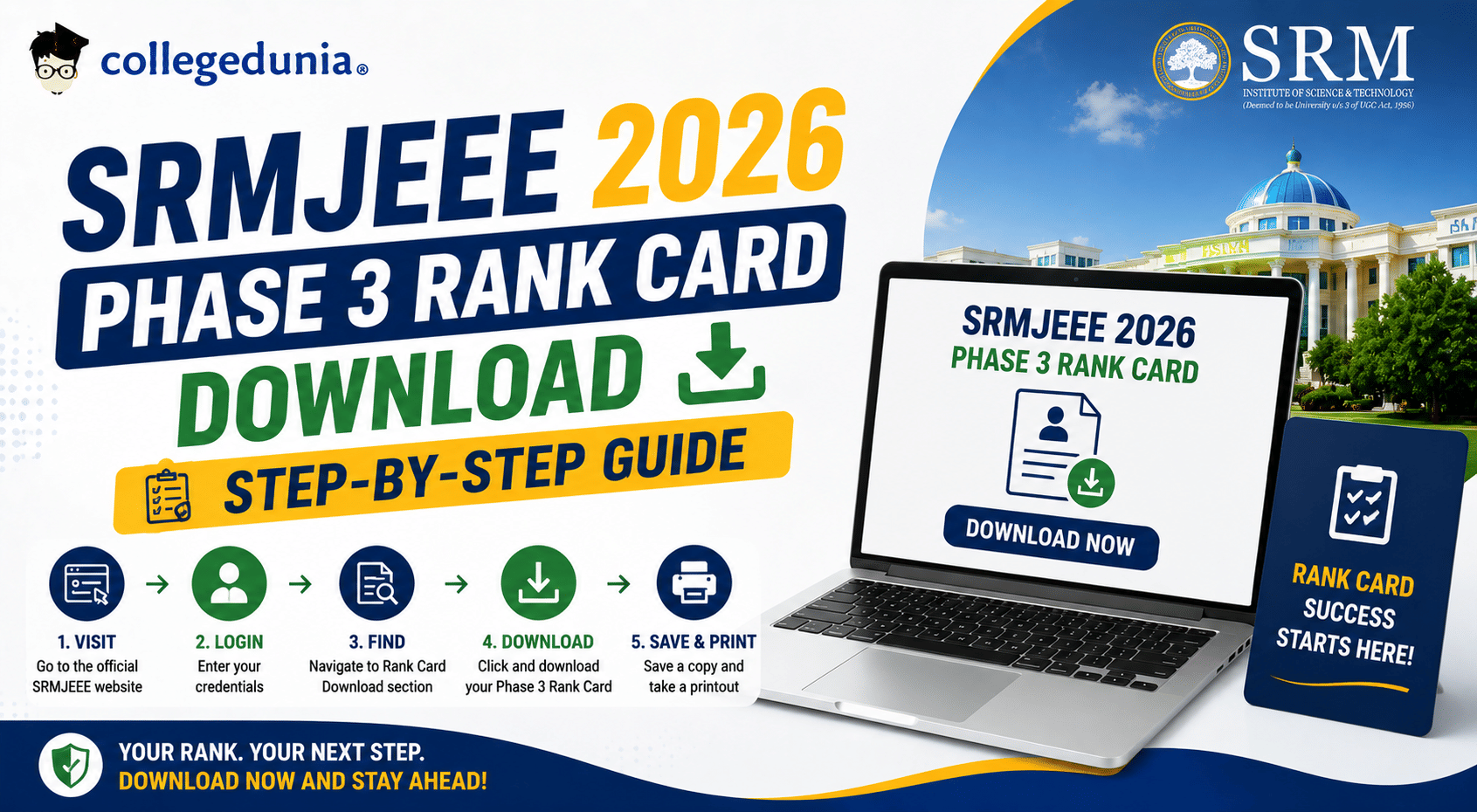 SRMJEEE 2026 Phase 3 Rank Card Download: Step-by-Step Guide