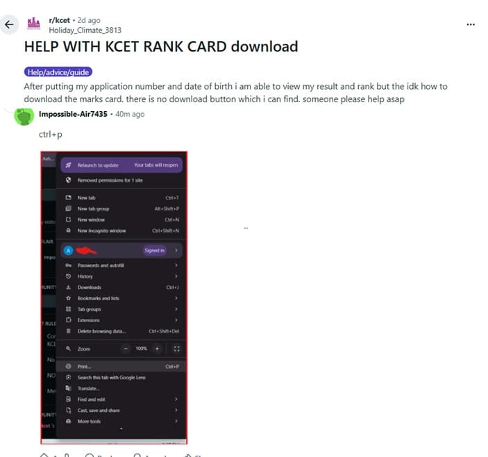 How to download KCET rank card