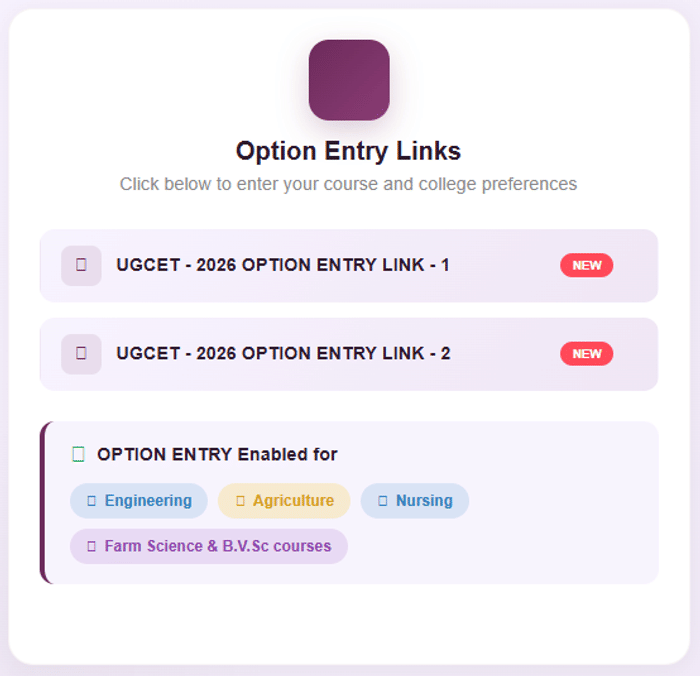KCET Option Entry
