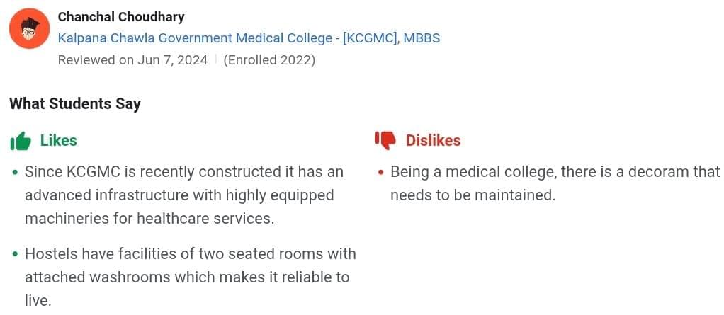 KCGMC Student review