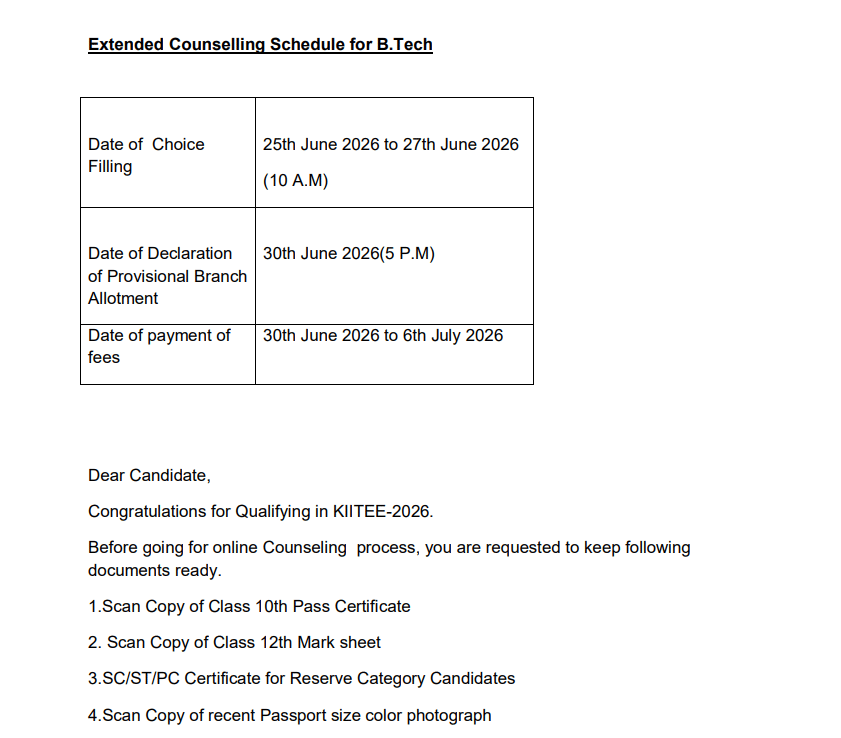  KIITEE 2026 Phase 2 Extended Allotment Result