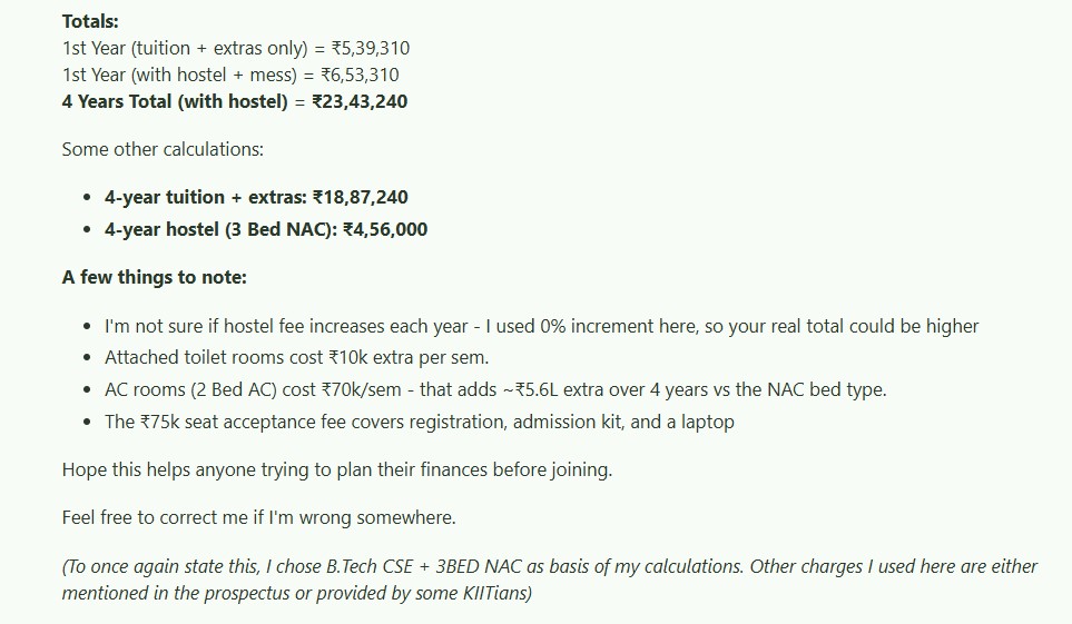 KIIT B.Tech CSE Fees Discussion 2026