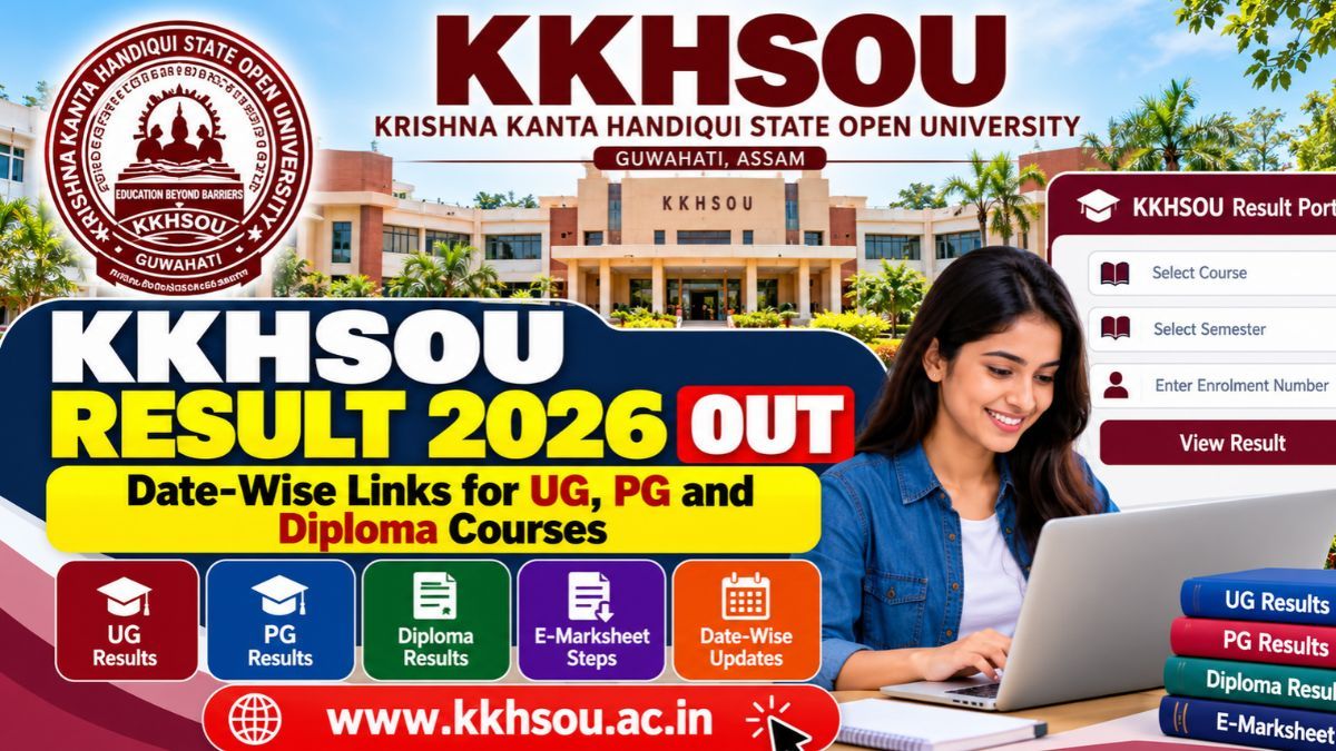 KKHSOU Result 2026 (Out): Date-Wise Links for UG, PG and Diploma Courses, E-Marksheet Steps