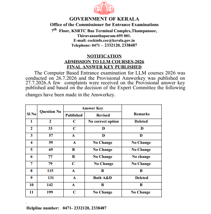 KLEE LLM 2026 Final Answer Key Key Details