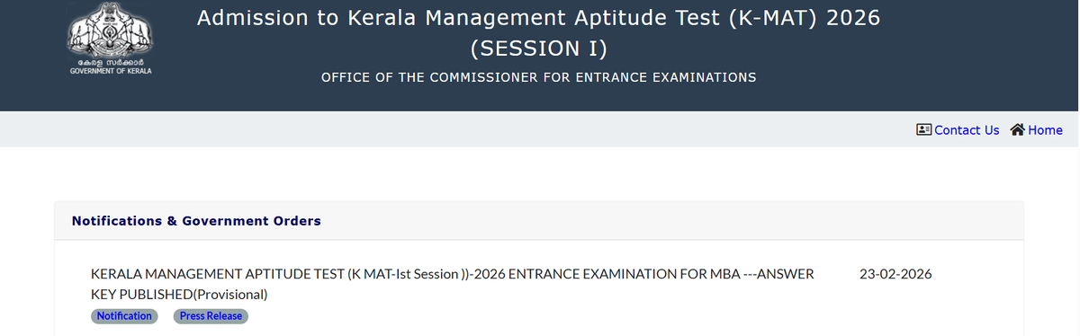 KMAT Kerala 2026 Session 1 Answer Key out