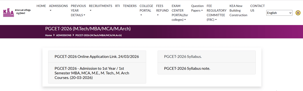 Karnataka PGECET Registration 2026