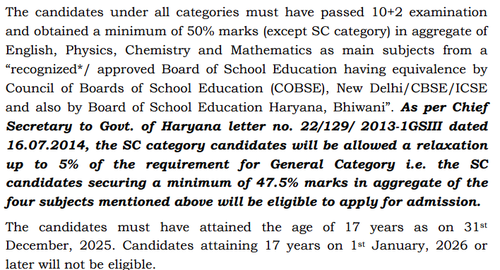 LUVAS BTECH ELIGIBILITY 