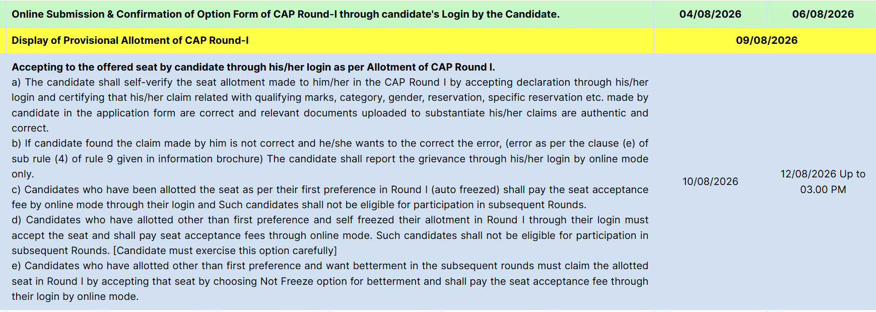 MHT CET ME/MTech CAP 2026 Round 1