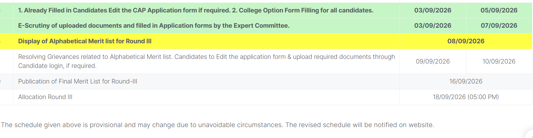 MAH 5-Year LLB CAP 2026 Round 3&nbsp;Key Dates
