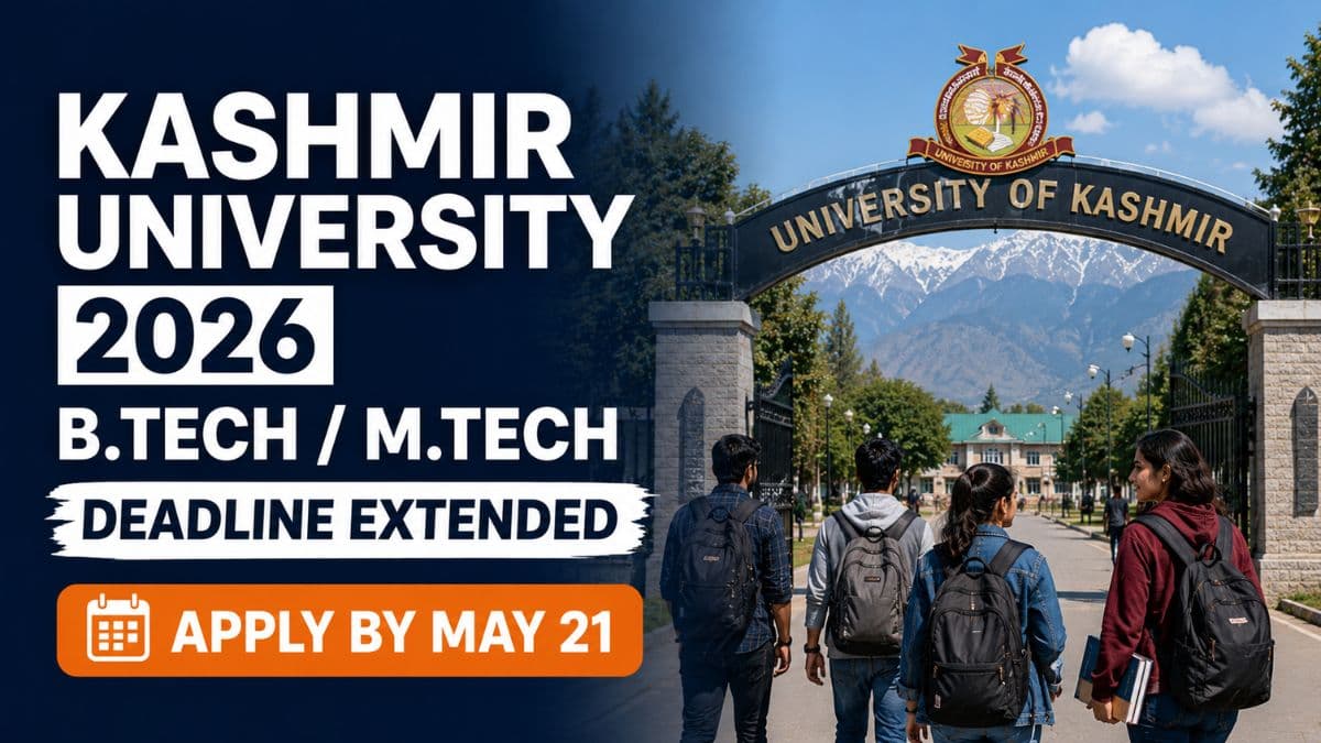 University of Kashmir BTech MTech Admission 2026 Last Date Extended to May 21