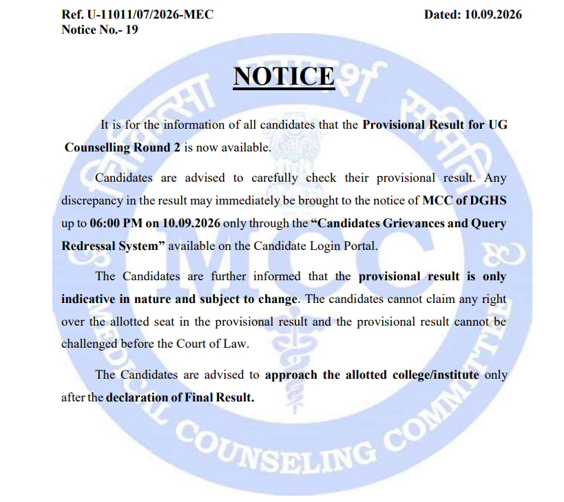 NEET UG 2026 Round 2 Important Dates