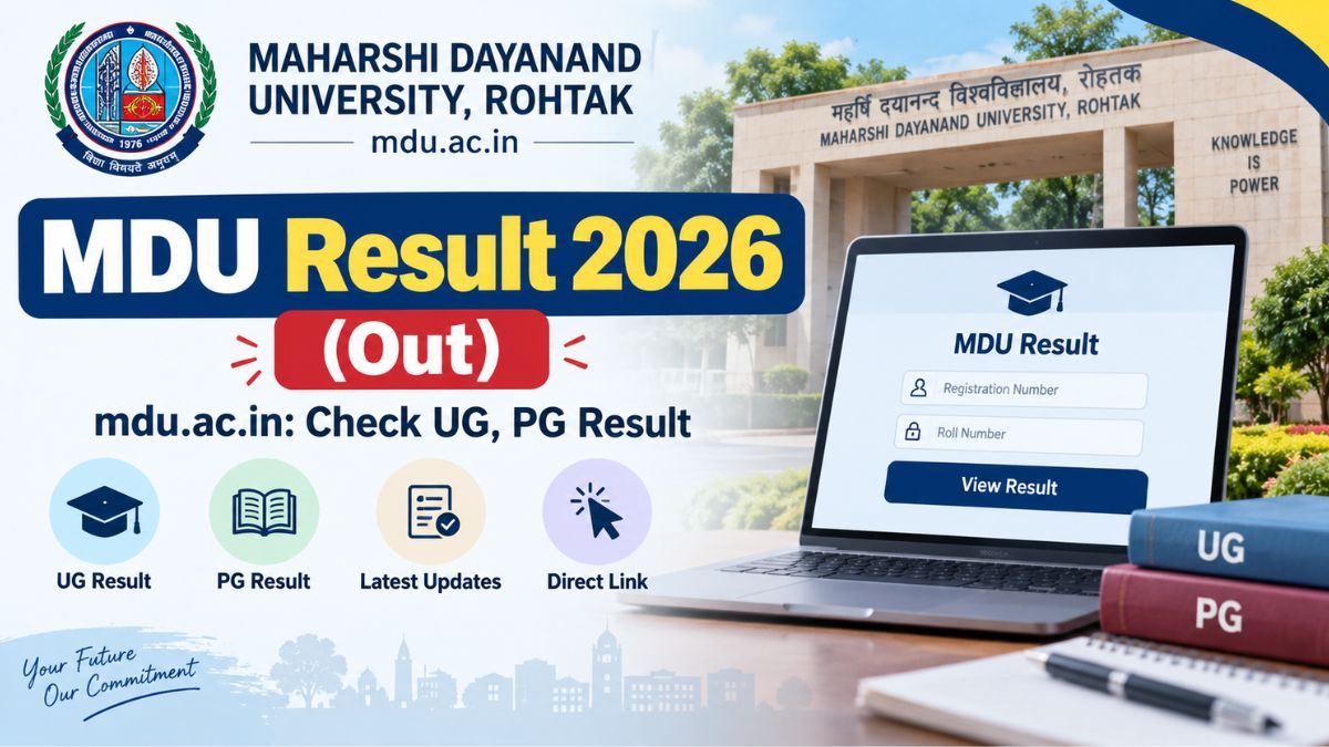 MDU Result 2026 (Out) mdu.ac.in: Check UG, PG Result