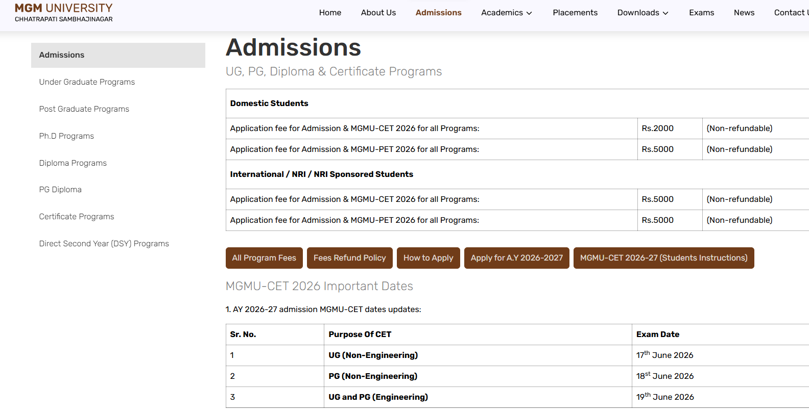 MGMU CET 2026 Round 3 Application Closes June 15