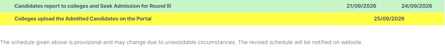 MAH 3-Year LLB CAP 2026 Round 3 Important Dates