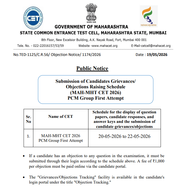 MHT CET 2026 1st Attempt Answer Key Out for PCM Group
