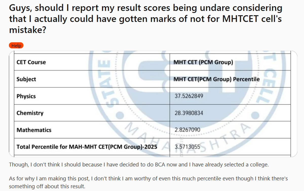 MHT CET Reddit question 1