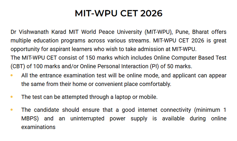 MIT-WPU CET 2026