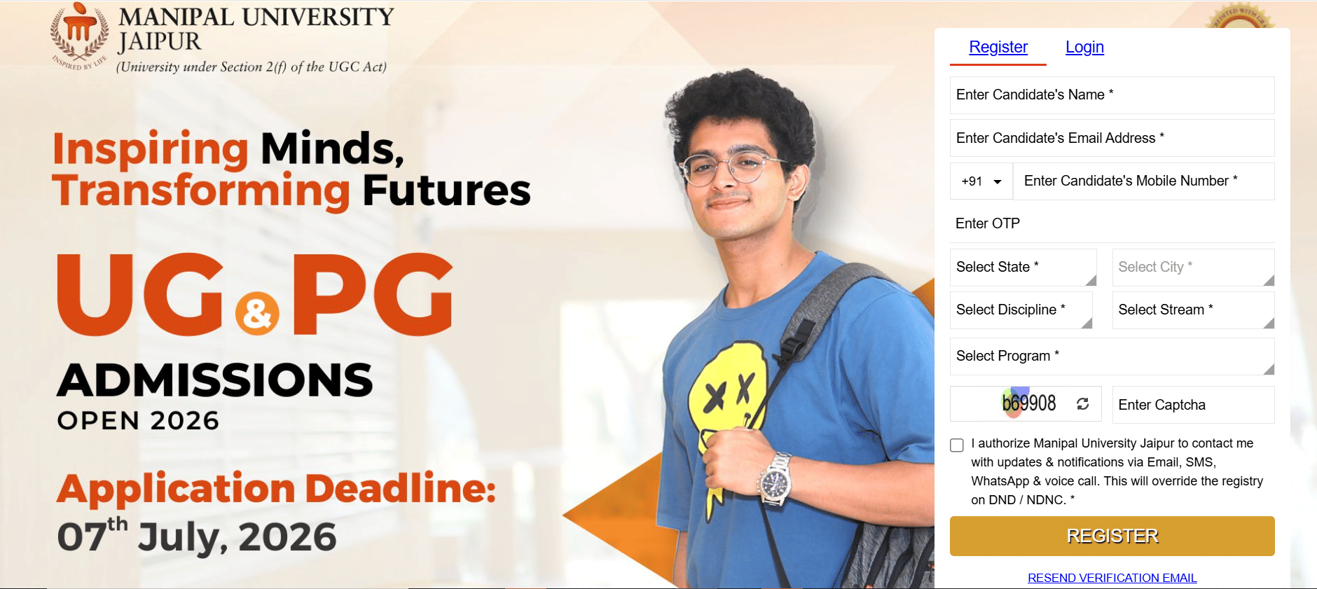 Manipal University Jaipur Admission 2026