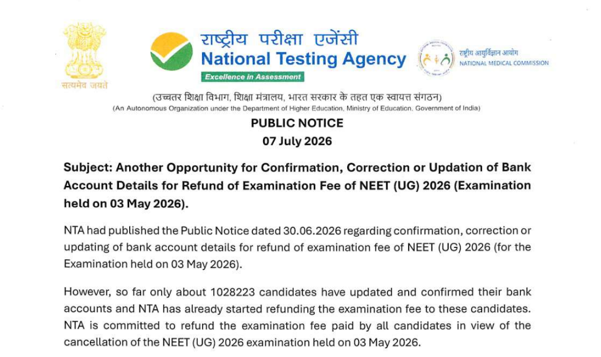NEET UG 2026 Refund Window Key