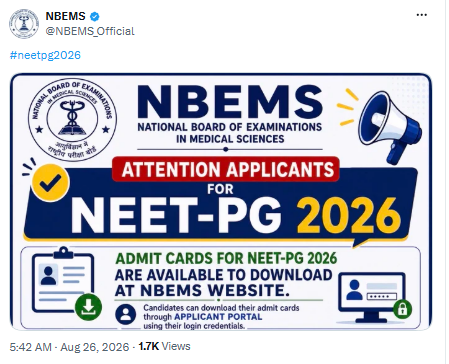 NEET PG Admit card 2026
