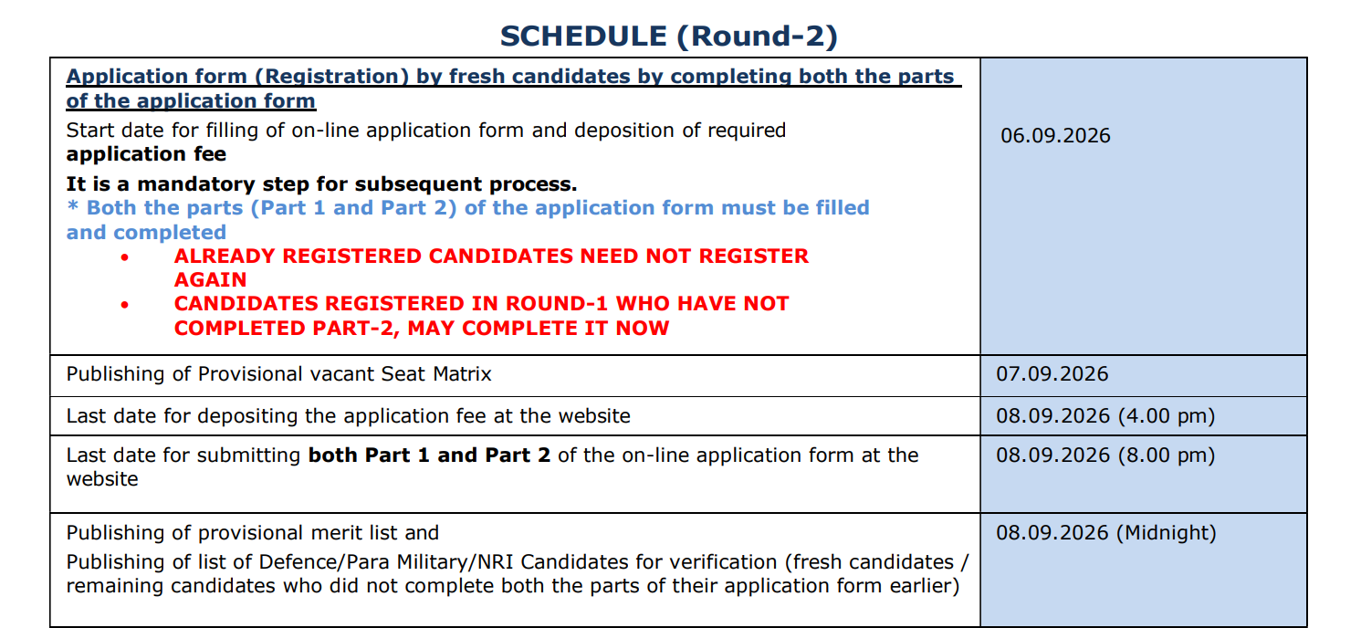 Rajasthan NEET UG Round 2 Counselling 2026 Important Dates