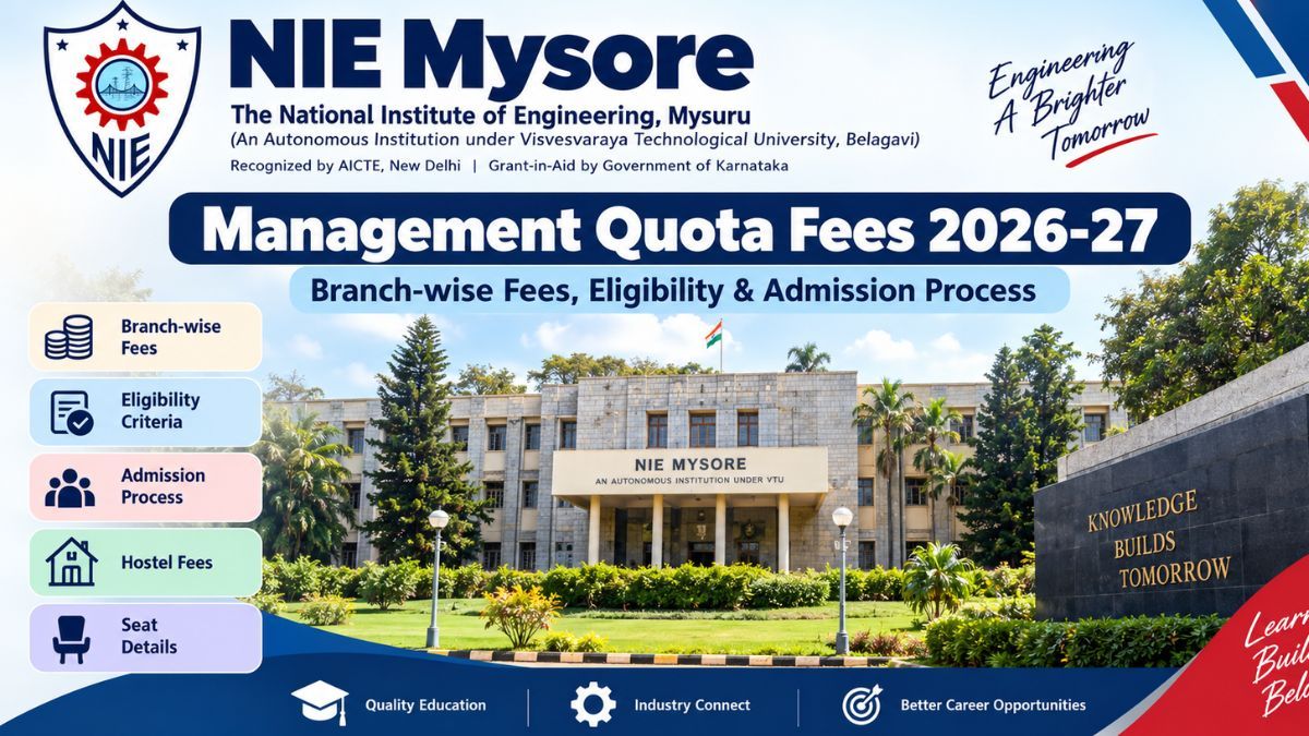 NIE Mysore Management Quota Fees 2026-27: B.E. Branch-wise Fees, Eligibility & Seat Details