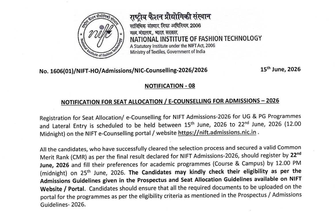 NIFT Counselling 2026
