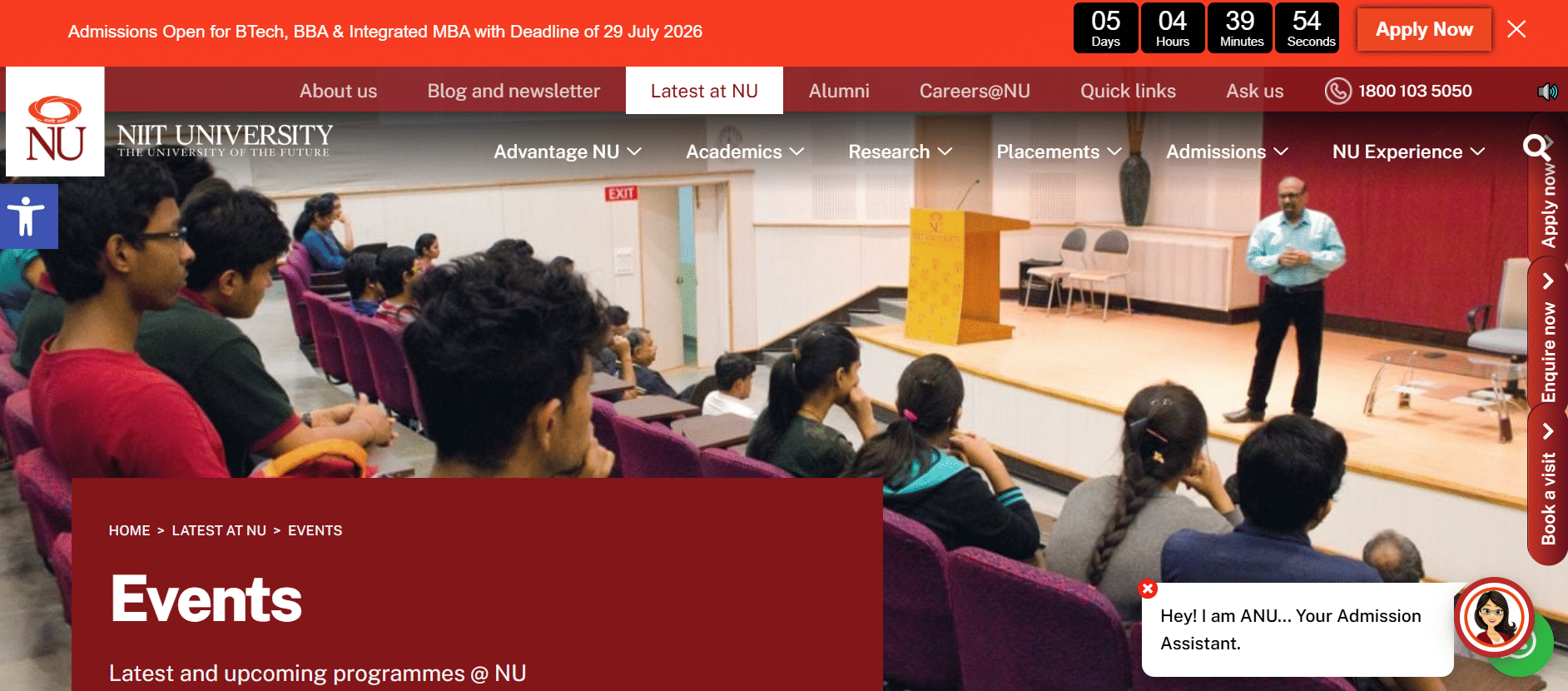 NIIT University Admission 2026