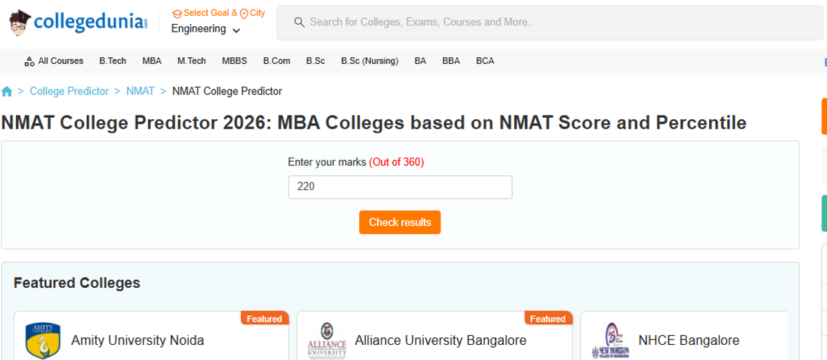 NMAT College Predictor