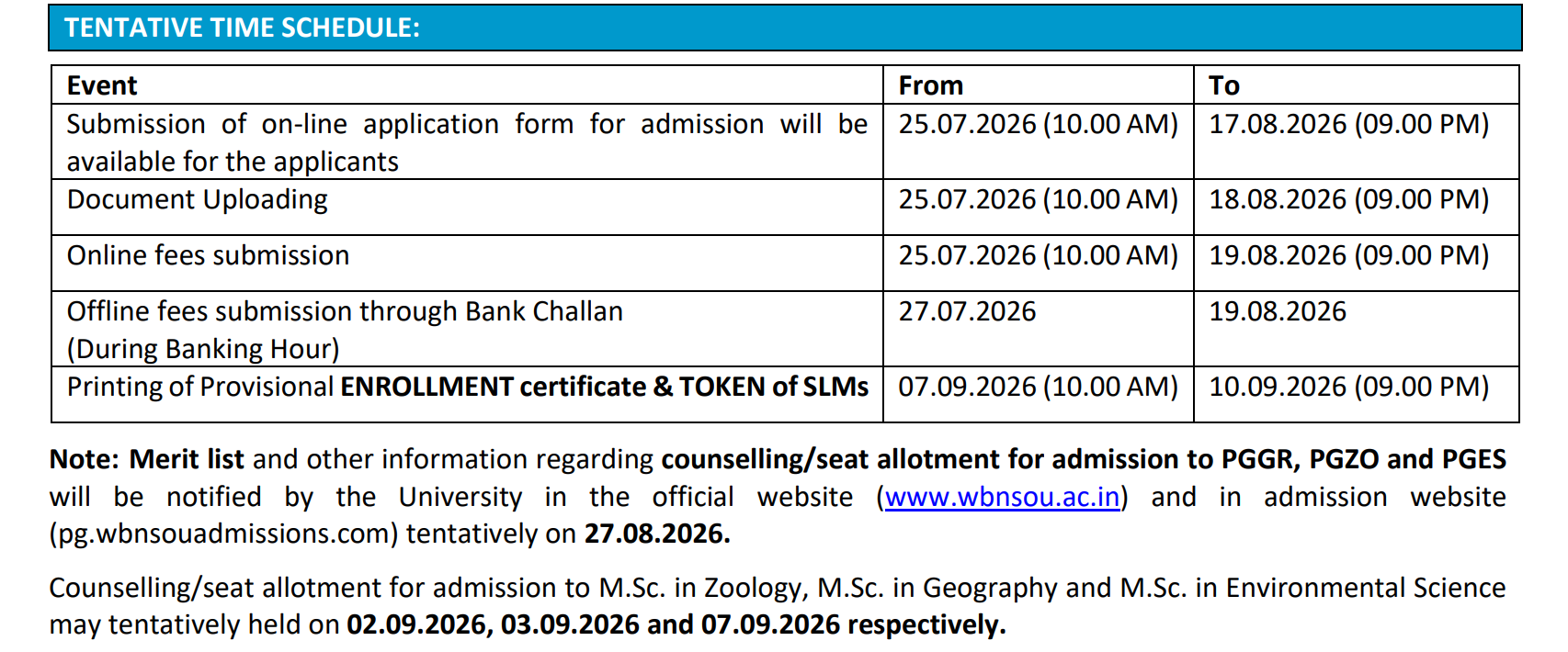 NSOU PG Admission 2026&nbsp;