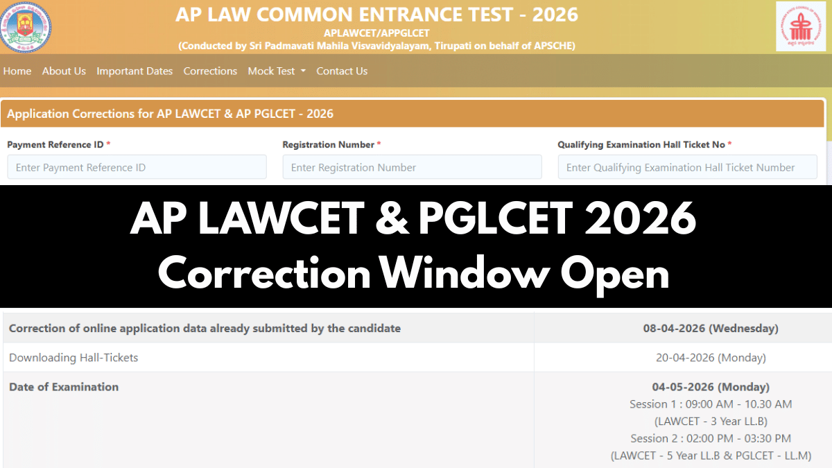 AP LAWCET, PGLCET 2026 Correction Window Open