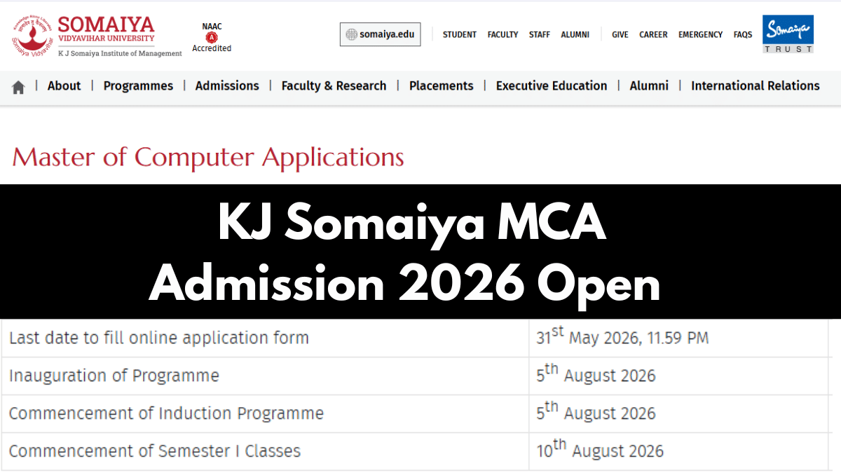 KJ Somaiya MCA Admission 2026 Open